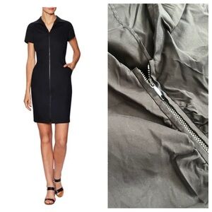 Lafayette 148 New York black dress full zipper pockets v neck 12